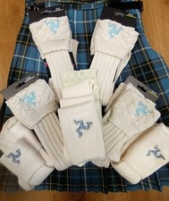 Manx Kilt Hose Ecru 3 Legs 8-10 Thistle