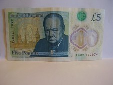 Rare pound note - £5, plastic