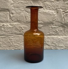 Vintage mid century Holmegaard 12 inch amber brown art glass Gulvase