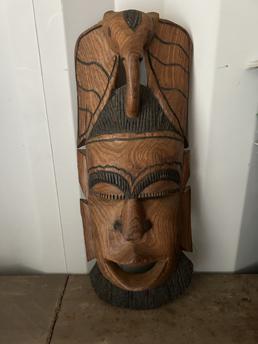 Wooden mask hand - wooden, carved