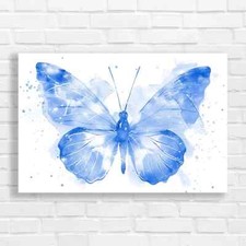 Ethereal Butterfly Glimmering Elegance Blue Canvas Print Large Picture Wall Art