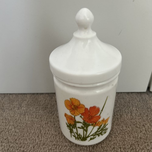 Vintage milk glass jar floral - vintage,