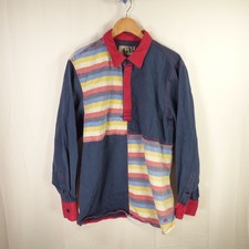 Chatham Marine Long Sleeve Cotton Deck Shirt Pullover Navy Red Stripes Mens XL
