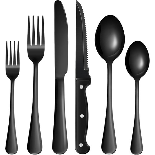 Piece black silverware - silverware, set