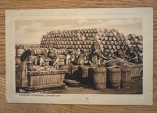 Postcard: Lowestoft; Packing Herrings.RP. Posted on 8.8.1910. Pub. by E.L.N.H.