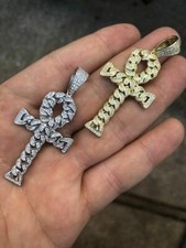 Ankh Cuban Link Cross 14k Gold