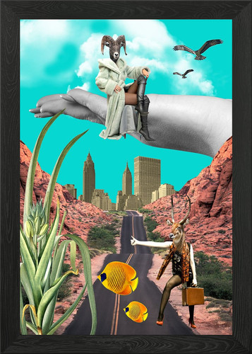 Surreal animal collage - animal, framed
