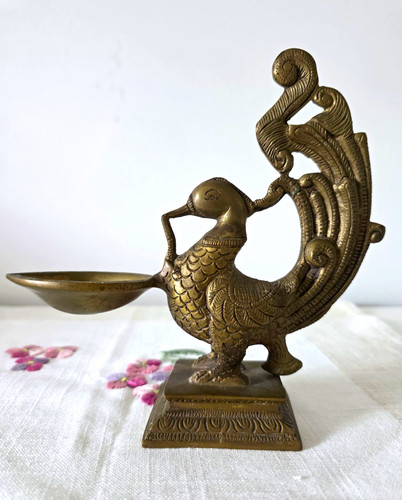 Vintage solid brass peacock - brass,