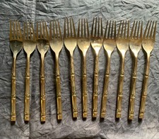 Vintage brass bamboo cutlery
