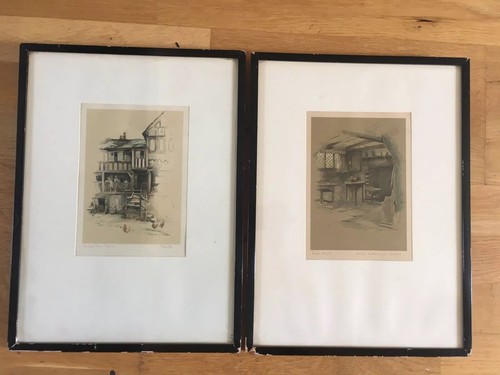 Pair coloured prints old - coloured,