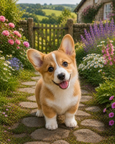 Welsh corgi puppy dog print - welsh,