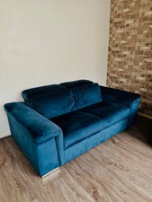 Comfortable 2-Seater Navy Blue Suede Sofa