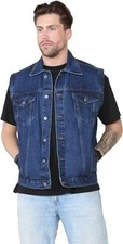Men's Denim Waistcoat Vest Casual Cargo Sleeveless Retro Biker Cowboy Jacket