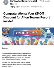 Alton towers off - £5, for