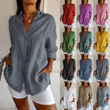 Ladies Loose Shirts Button Up