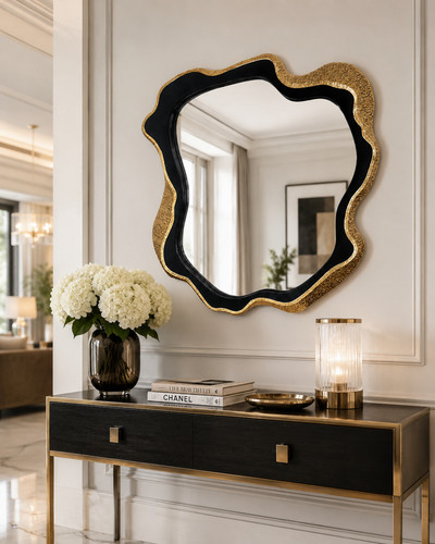 Luxury black gold wavy wall - luxury,