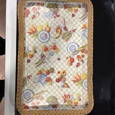 Vintage 1950S 60S Wicker Sided Tray