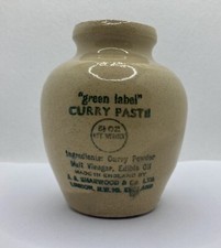 Vintage Sharwood London Green Label Curry Paste Jar Pot 5 1/2 Oz 9.5cm Height