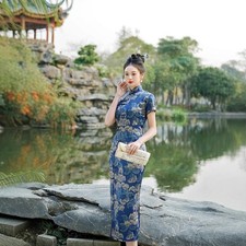 Elegant Royal Blue Qipao with
