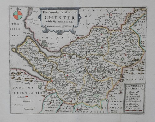 Cheshire original antique map - cheshire,