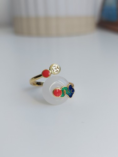 Sterling silver ring - silver, asian