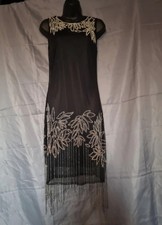Black & Silver ROMAN Evening 20s Style Dress Size 12