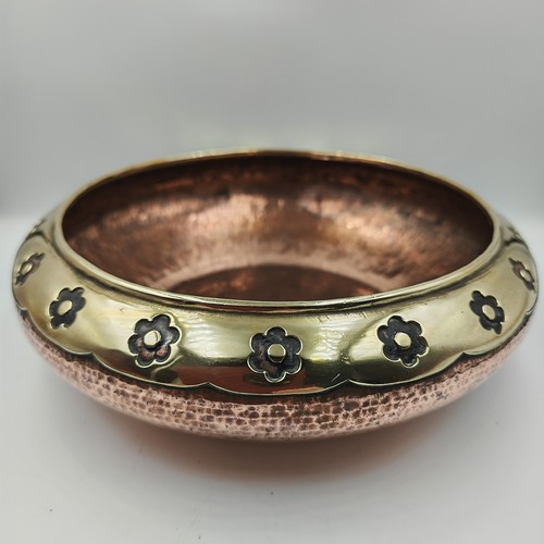 Brass and copper hammered - , bowl