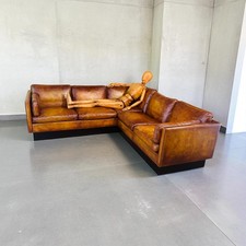 Vintage Danish Tan Leather Corner Sofa by Thams Kvalitet #A749