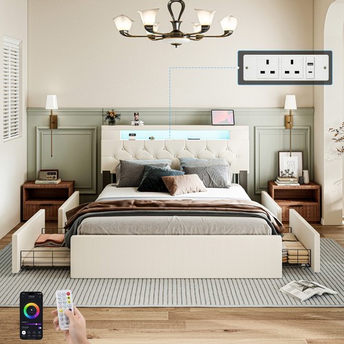 Storage upholstered bed frame - bed,