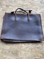 Leather saddle briefcase - saddle,