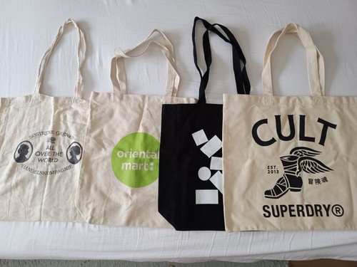 Canvas fabric shopping bags - canvas, x4