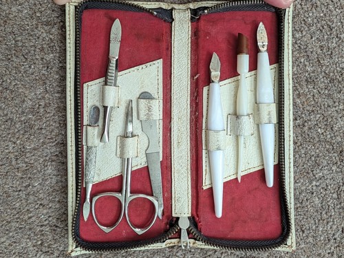 Vintage real leather manicure - leather,