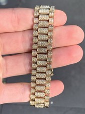 9Ct Gold Diamond 10.00ct exceptional Gents Heavy Bracelet 93 Grams