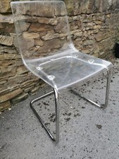 ACRYLIC DINING CHAIR METAL CANTILEVER FRAME RETRO SEATING