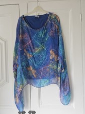 Lovely Made In Italy Butterfly Silk Overlay Top One Size