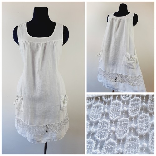 Size pure linen white - 10-12,