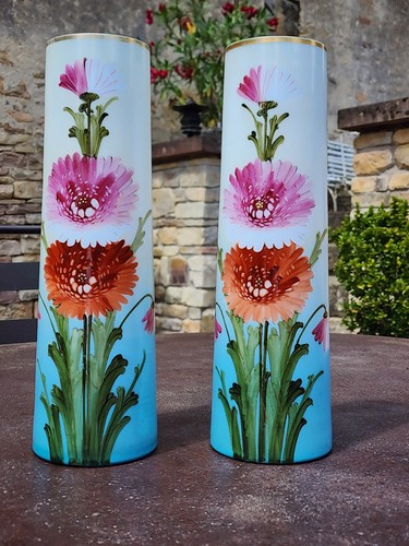 Pair 1900 painted opaline - 1900,