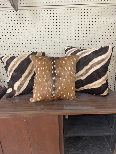 Two zebra hide pillows - two,