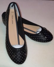 New Look Womens Ludd Ballet Flats shoes Black, metal inserts, dark, emo, style