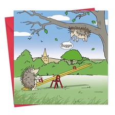 Funny Card with Hedgehogs -
