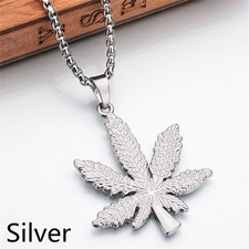 Titanium Steel Punk Rock Hemp Leaf Pendant Maple Leaf Necklace Choker Hip Hop