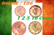 Ireland coins 1 2 5 10 Cents Euro 2002 2003 2004 2005 2006 2007 UNC Celtic Harp 
