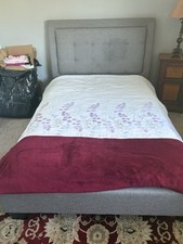 DOUBLE BED WITH MATTRESS  Grey Fabric