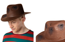 Freddy Krueger Hat Serial Killer Halloween Brown Worn Look Trilby Fancy Dress