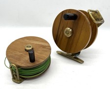 2 Antique Handmade Wood & Brass Centerpin Fly Reels *Ships Fast