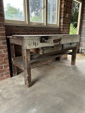 Solid wood work bench with drawers & vice