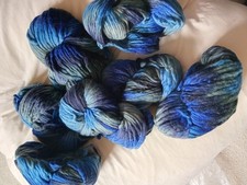 7 x Wingham "Blue Lagoon" Wool Roving Yarn Merino