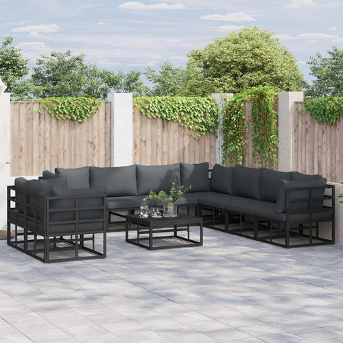 Garden sofa set seater - 9-seater, black