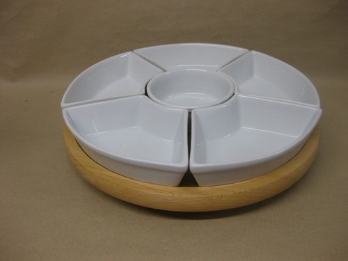Wooden lazy susan 6 ceramic - lazy,