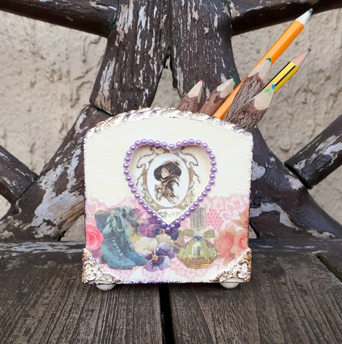 Shabby chic pencil holder - , /